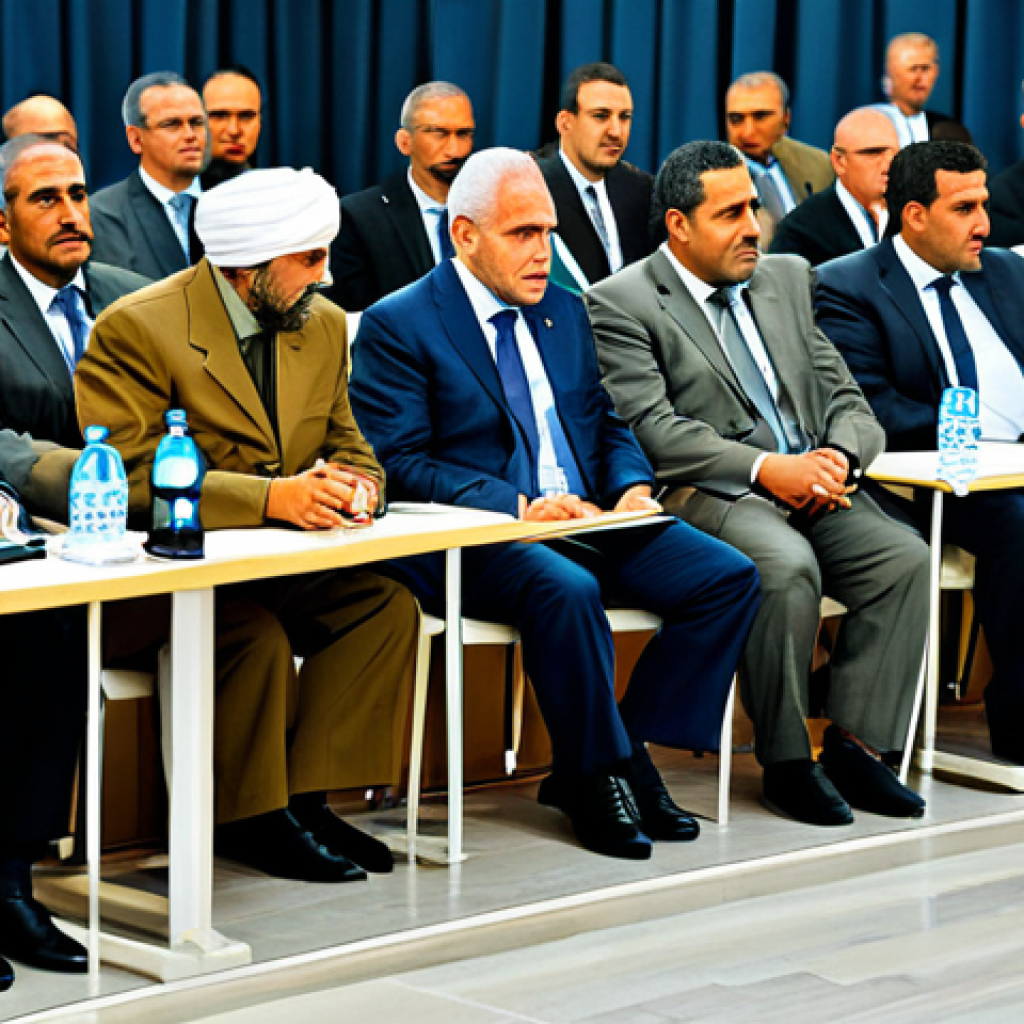 리비아 내전 원인과 경과 - "A professional depiction of a political discussion in Libya following the Gaddafi regime, showing d...