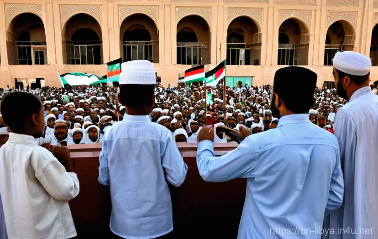 리비아의 주요 공휴일과 기념일 - **Prompt: A vibrant Libyan family celebrating Eid al-Fitr in their home. The scene features multiple... 리비아의 주요 공휴일과 기념일 - **Prompt: A vibrant Libyan family celebrating Eid al-Fitr in their home. The scene features multiple...