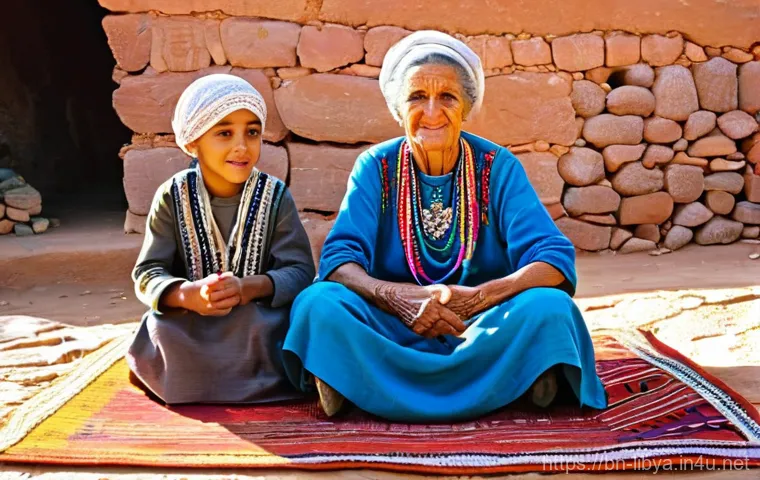 리비아의 소수민족과 문화적 차별 - **Amazigh (Berber) Cultural Resilience:**
A vibrant, realistic image of an Amazigh (Berber) fami...