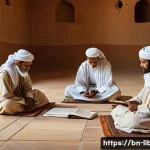 Home 20 리비아에서 배우는 이슬람 율법 학교 - **Prompt:** A serene, wide-angle shot of an ancient Islamic law school (madrasa) nestled in the vast...