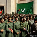 무아마르 가다피 정권과 몰락 - A detailed political scene depicting the 1969 Libyan military coup led by Muammar Gaddafi: show a gr...
